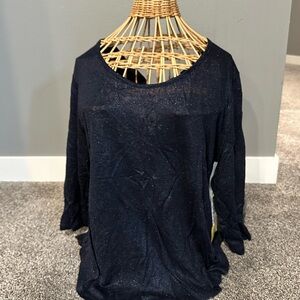 Tribal Blue Boxy Dressy Blouse Relaxed Fit